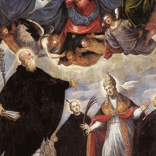 Crowned Madonna between Benedictine Saints