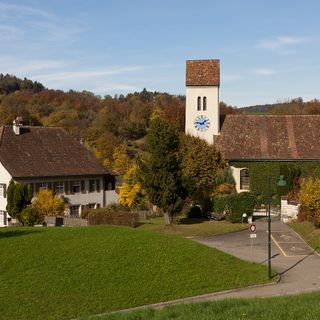 Evangelical reformed church with rectory and outbuildings
