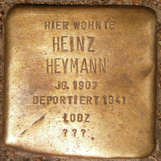 Stolperstein dedicated to Heinz Heymann