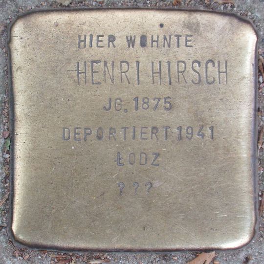 Stolperstein dedicated to Henri Hirsch