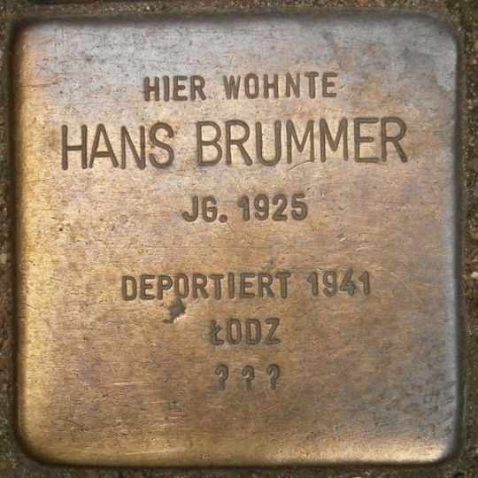 Stolperstein dedicated to Hans Brummer