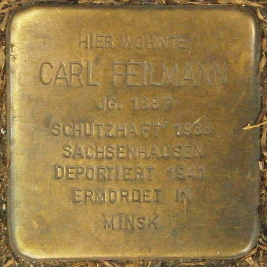 Stolperstein dedicated to Carl Feilmann