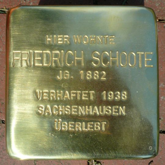 Stolperstein en memoria de Friedrich Schoote