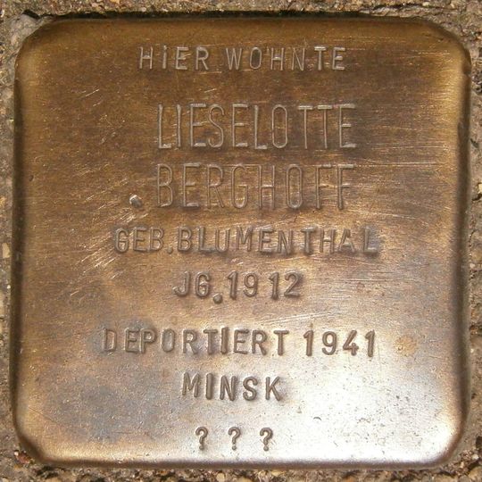 Stolperstein dedicated to Lieselotte Berghoff