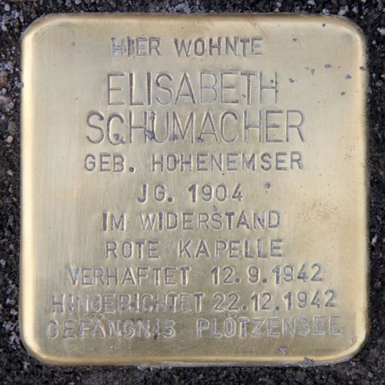 Stolperstein en memoria de Elisabeth Schumacher