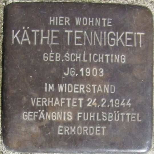 Stolperstein en memoria de Käthe Tennigkeit