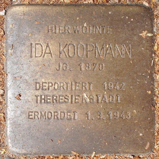 Stolperstein dedicated to Ida Koopmann