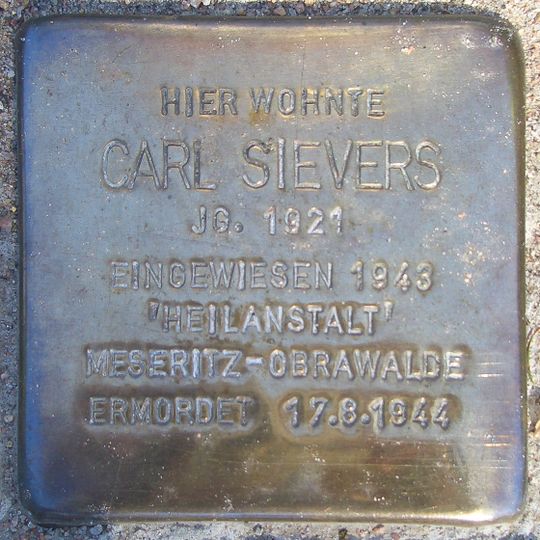 Stolperstein en memoria de Carl Sievers