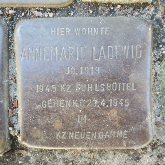 Stolperstein dedicated to Annemarie Ladewig