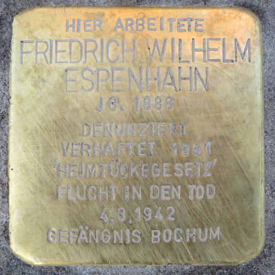 Stolperstein dedicated to Friedrich Wilhelm Espenhahn