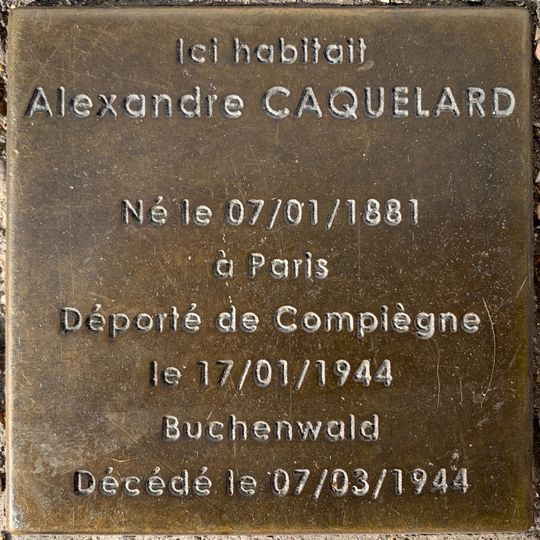 Stoleperstein à la mémoire d'Alexandre Caquelard