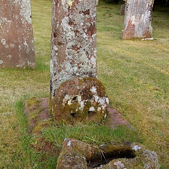 High cross shaft, high cross head and high cross base in St Michael and All Angels churchyard