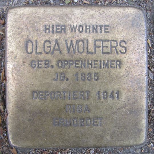 Stolperstein dedicated to Olga Wolfers