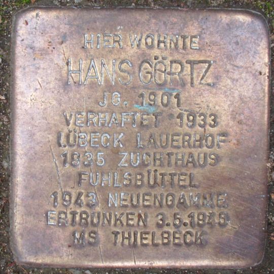 Stolperstein en memoria de Hans Görtz