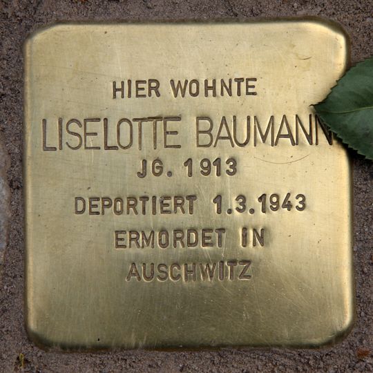 Stolperstein dedicated to Lieselotte Baumann