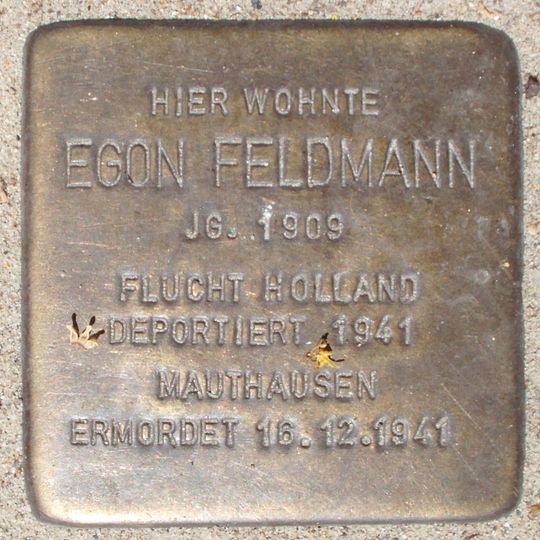 Stolperstein dedicated to Egon Feldmann