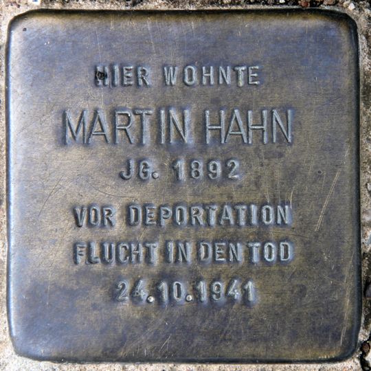 Stolperstein dedicated to Martin Hahn