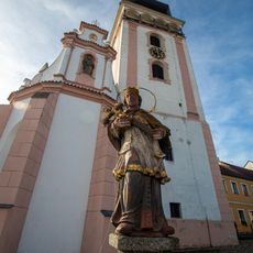 Statue of John of Nepomuk at Saint Matthias Church in Bechyně