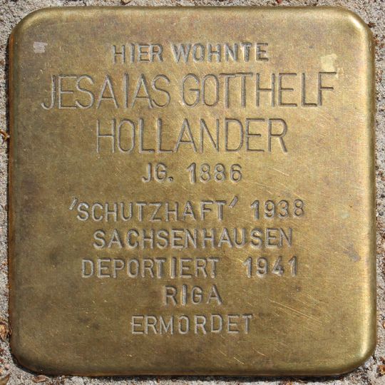Stolperstein dedicated to Jesaias Gotthelf Hollander