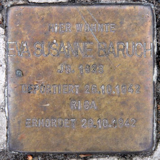 Stolperstein dedicated to Eva Susanne Baruch