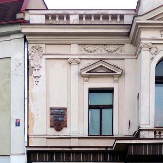 Plaque to František Gellner in Mladá Boleslav