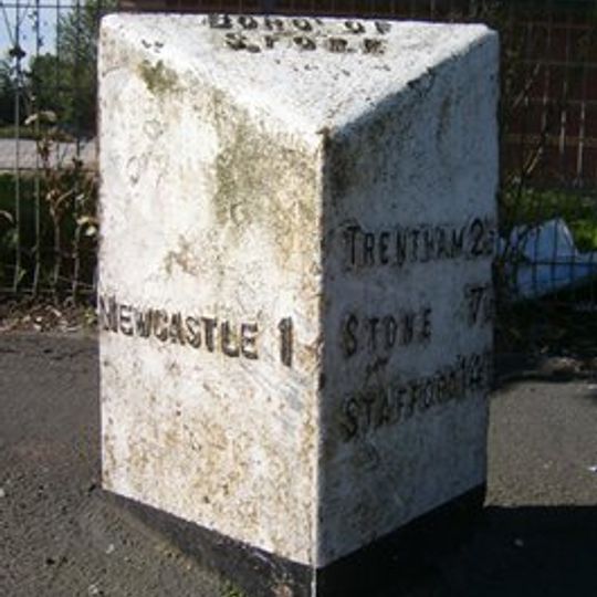 Milepost, Springfields, a mile S of Newcastle town centre