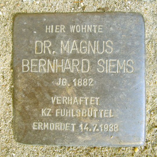 Stolperstein dedicated to Magnus Bernhard Siems