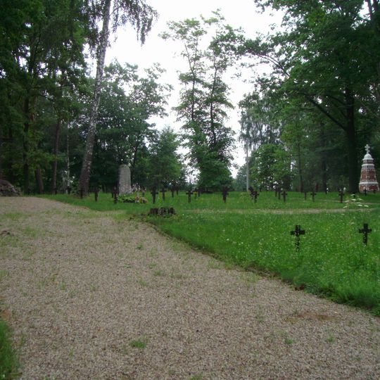 World War I cemetery with 2 gates and a memorial