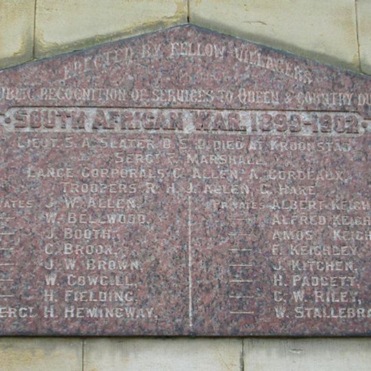 Farsley Boer War Memorial Tablet