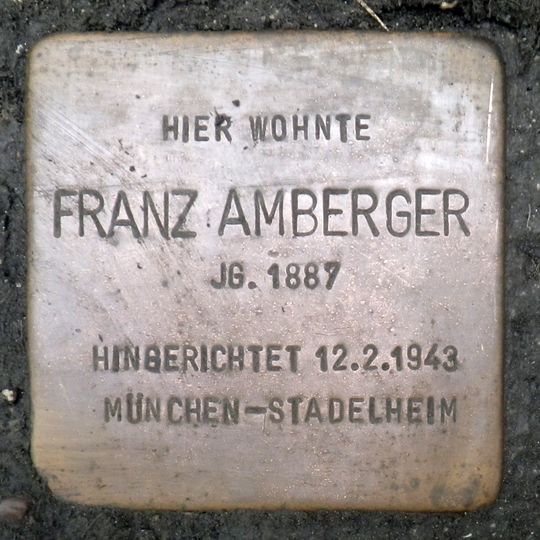 Stolperstein dedicated to Franz Amberger