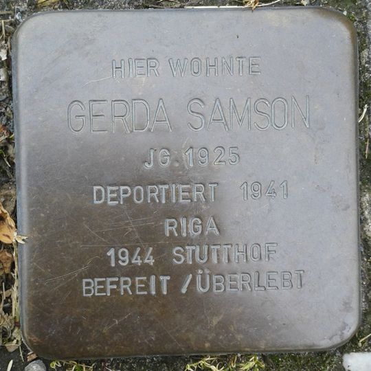 Stolperstein dedicated to Gerda Samson