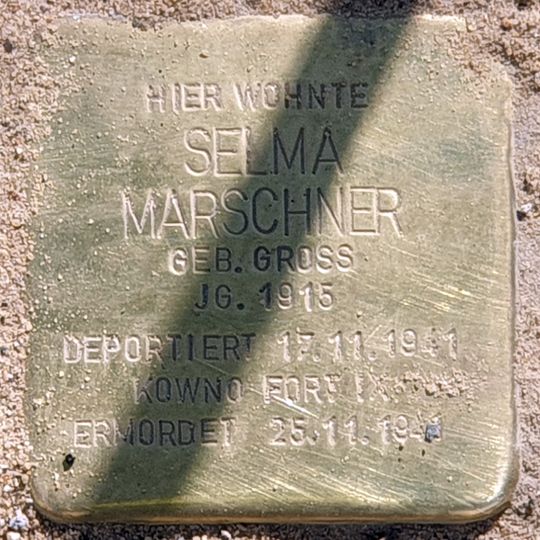 Stolperstein dedicated to Selma Marschner