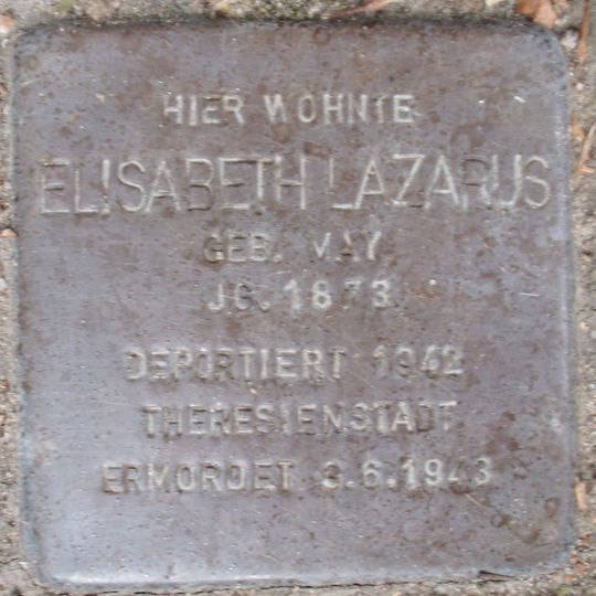 Stolperstein dedicated to Elisabeth Lazarus