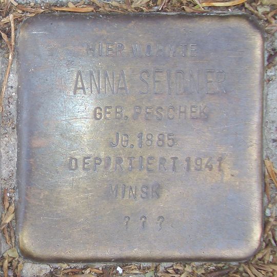 Stolperstein dedicated to Anna Seidner