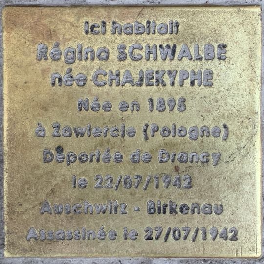 Stolperstein à la mémoire de Régina Schwalbe