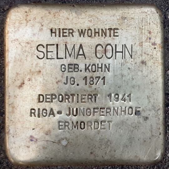 Stolperstein en memoria de Selma Cohn
