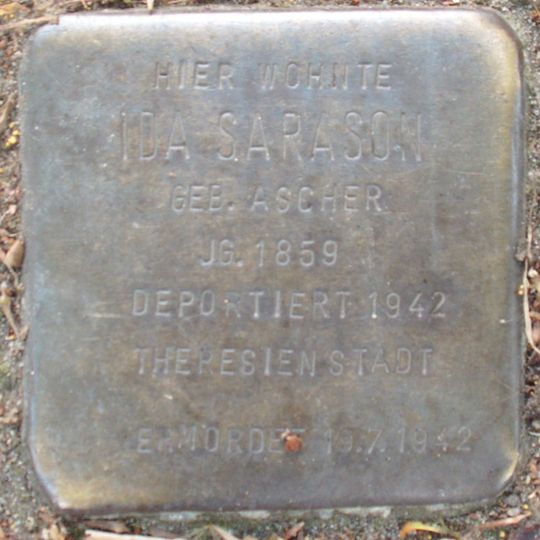 Stolperstein dedicated to Ida Sarason
