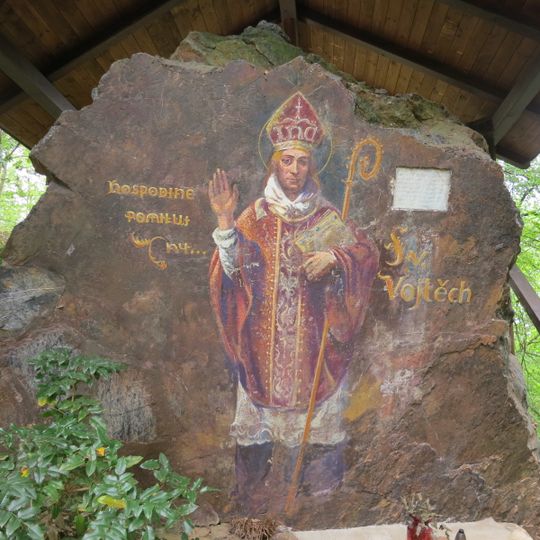 Skalní obraz svatého Vojtěcha na Ticholovci