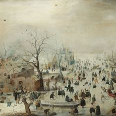 Winterlandschaft mit Schlittschuhläufern