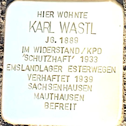 Stolperstein dedicated to Karl Wastl