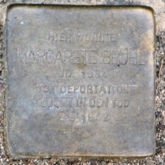 Stolperstein dedicated to Margarete Brühl