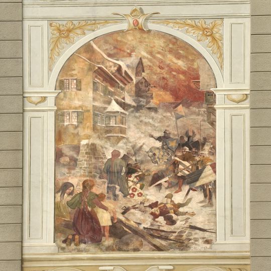 Rudolph Brun, mayor of Zürich, expels the residents of Rapperswil, Christmas 1350