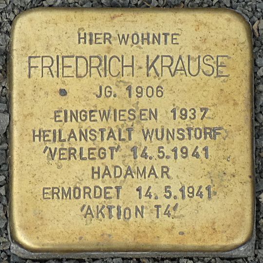 Stolperstein dedicated to Friedrich Krause
