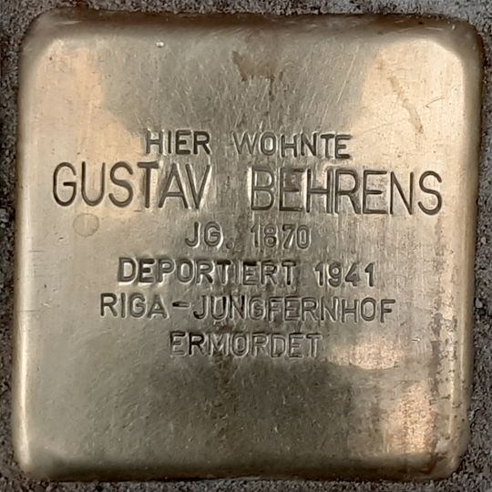 Stolperstein dedicated to Gustav Behrens