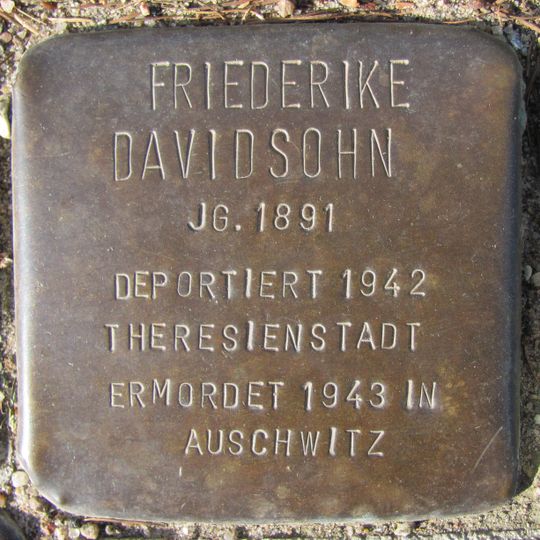 Stolperstein à la mémoire de Friederike Davidsohn