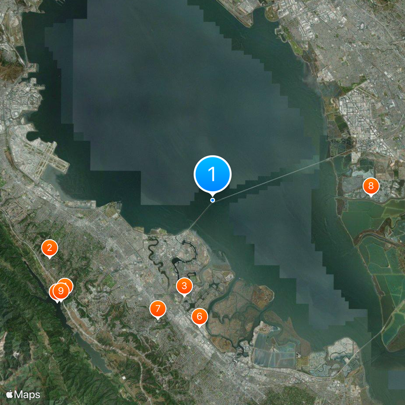 San Mateo–Hayward Bridge Mapa