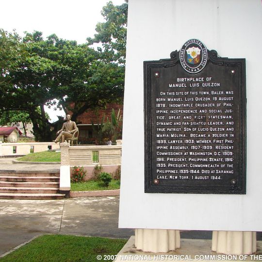 Birthplace of Manuel Luis Quezon historical marker
