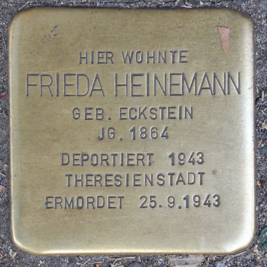 Stolperstein dedicated to Frieda Heinemann
