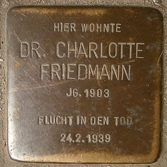 Stolperstein dedicated to Charlotte Friedmann