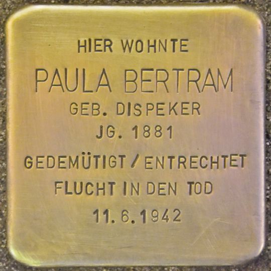 Stolperstein en memoria de Paula Bertram geb. Dispeker